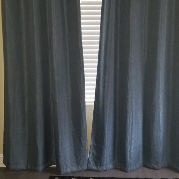 Beautiful blue faux Linen 84" curtains panels x 2 - Picture 2 of 8